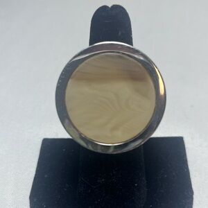 Michael Kors Polished Silver Dome Ring with Cream Accent